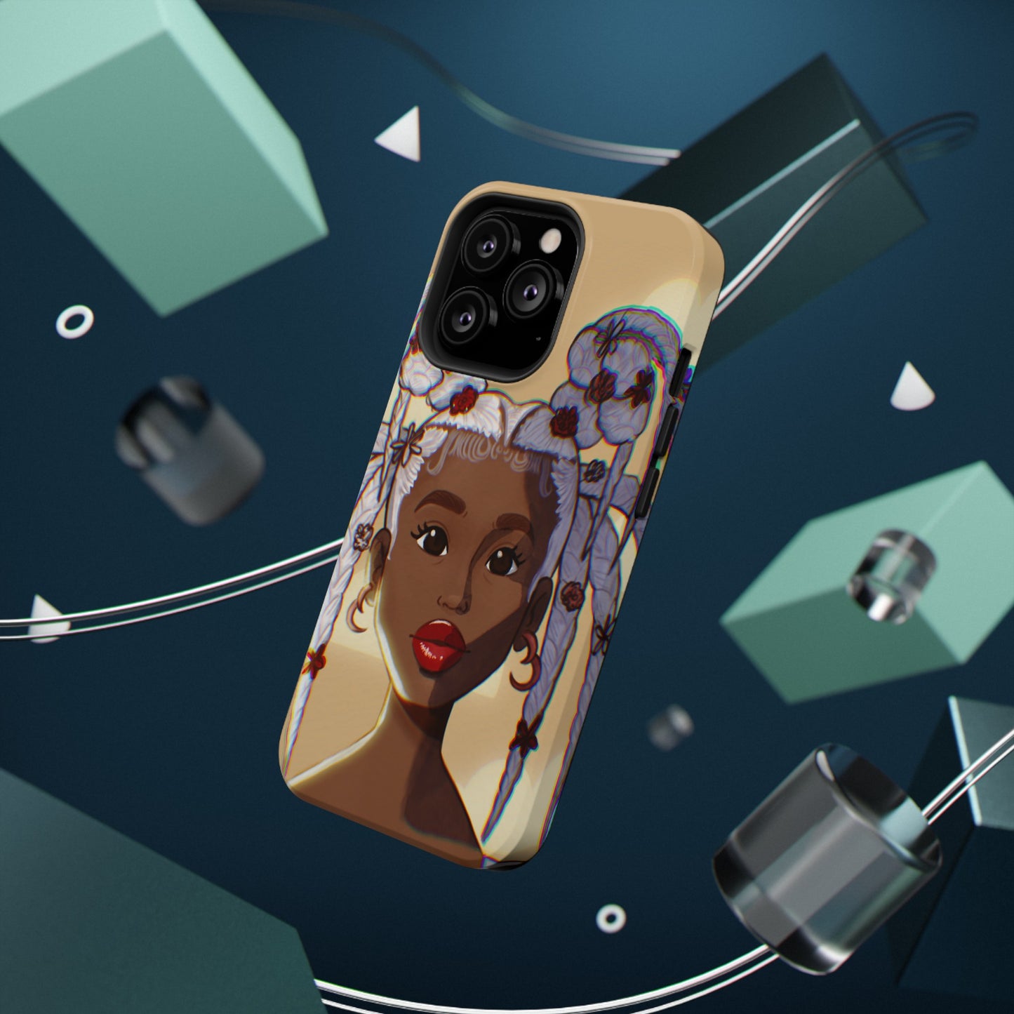 Dreamy Black Girl Illustrated Impact-Resistant Phone Case