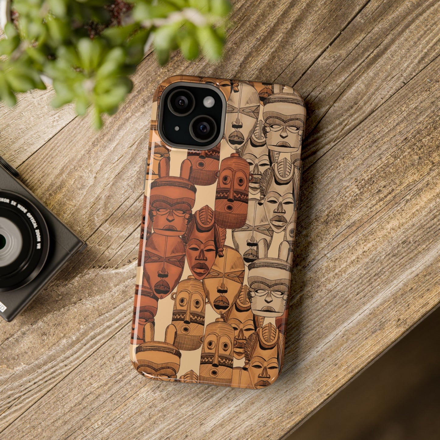 African Masks Print Impact-Resistant Phone Case