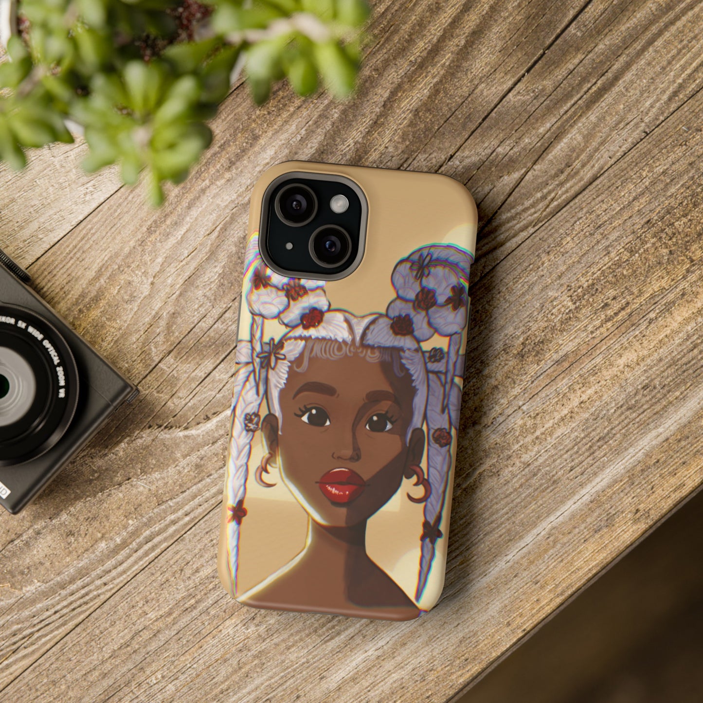 Dreamy Black Girl Illustrated Impact-Resistant Phone Case