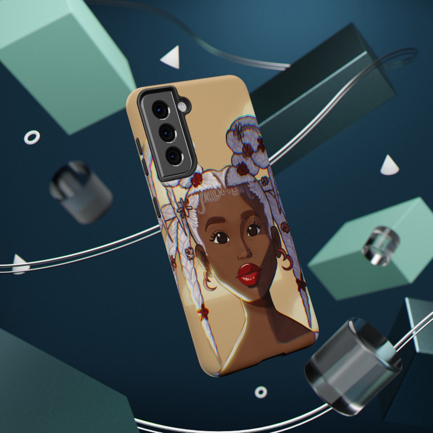 Dreamy Black Girl Illustrated Impact-Resistant Phone Case