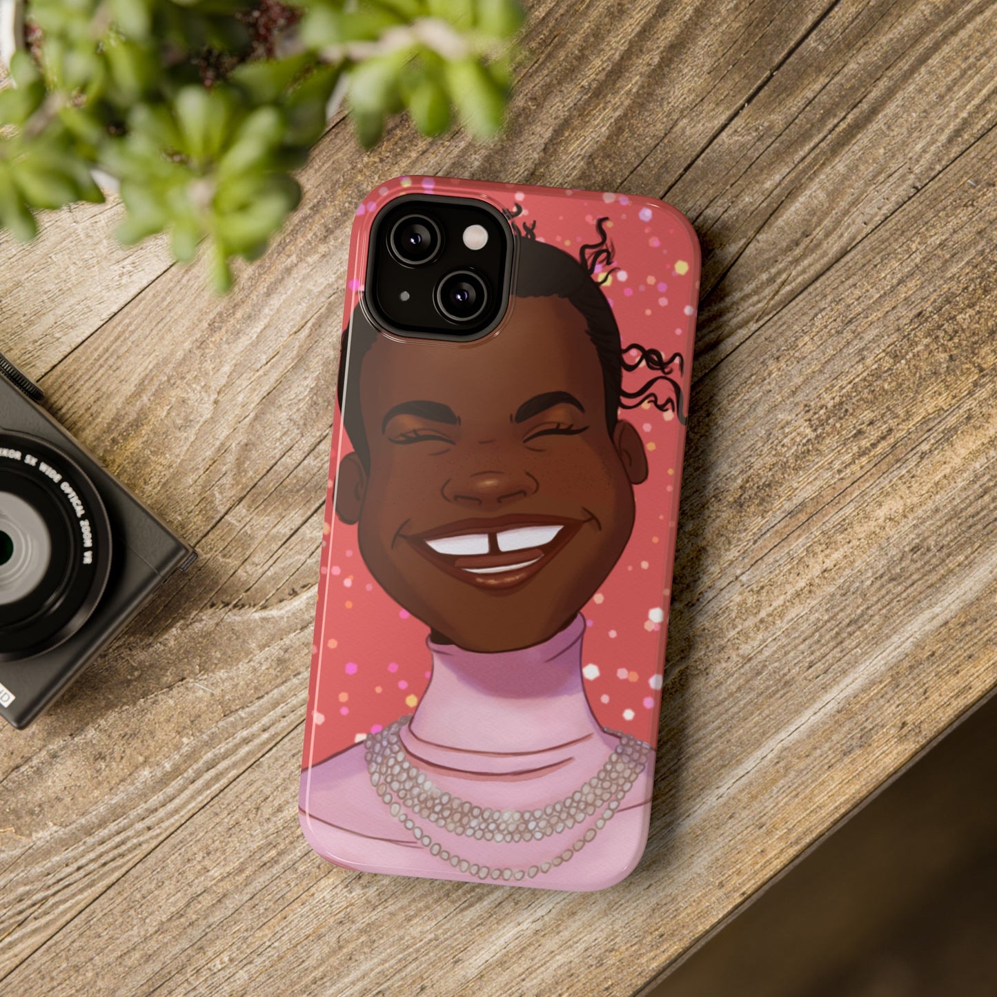 Happy Confetti Smiling Black Girl Illustrated Impact-Resistant Phone Case