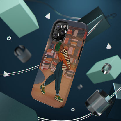 Black Girl Book Stacks Illustrated Impact-Resistant Phone Case 2 - Pounded Yam Productions