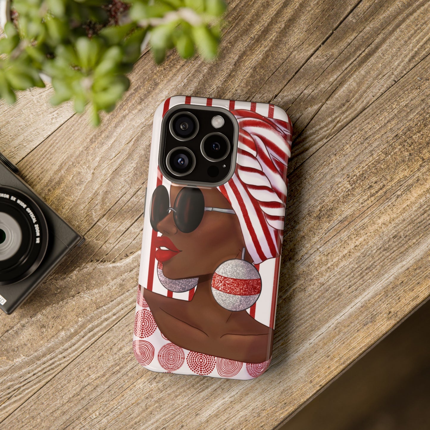 Red Stripes African Illustrated Phone Impact-Resistant Case