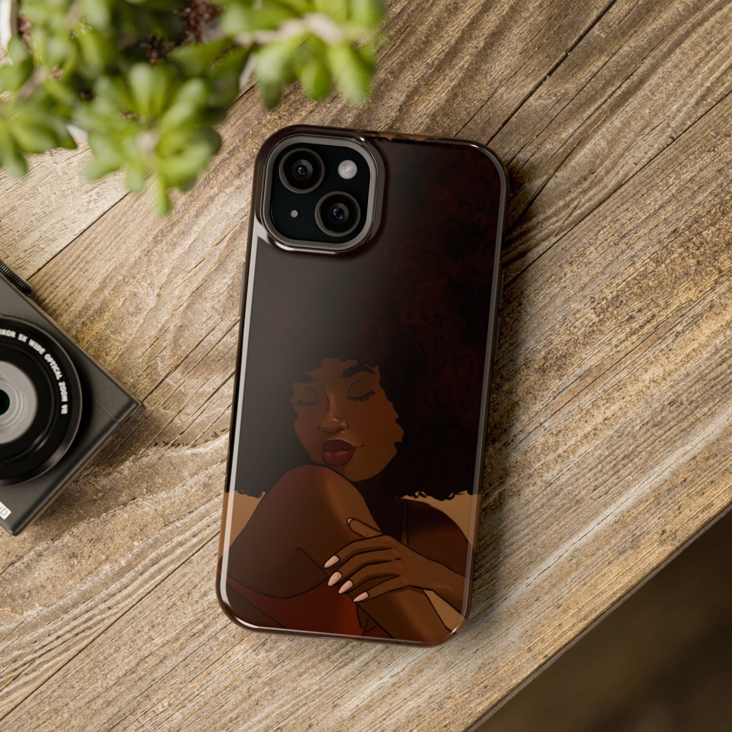 Black Girl Afro Illustrated Impact-Resistant Phone Case