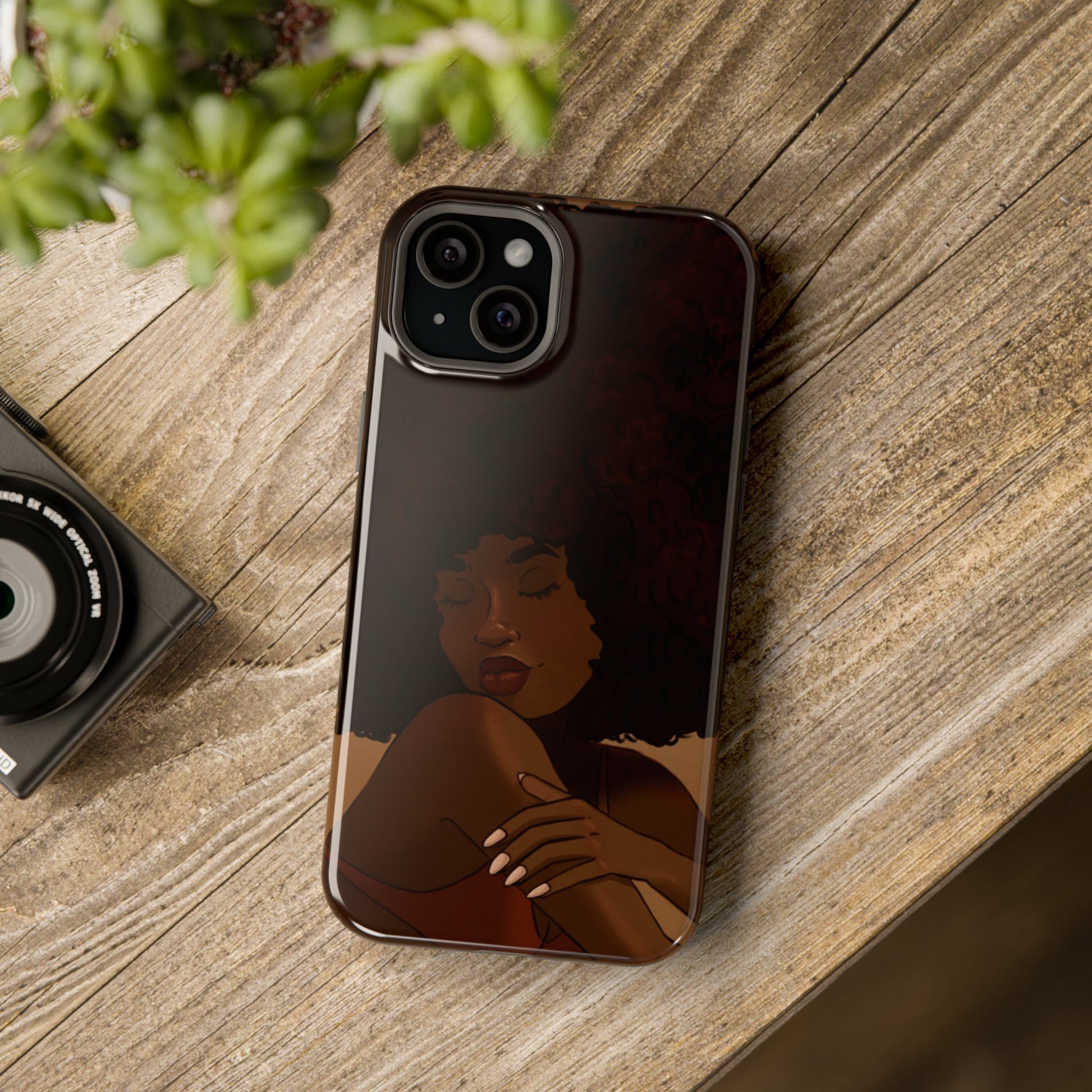 Black Girl Afro Illustrated Impact-Resistant Phone Case - Pounded Yam Productions