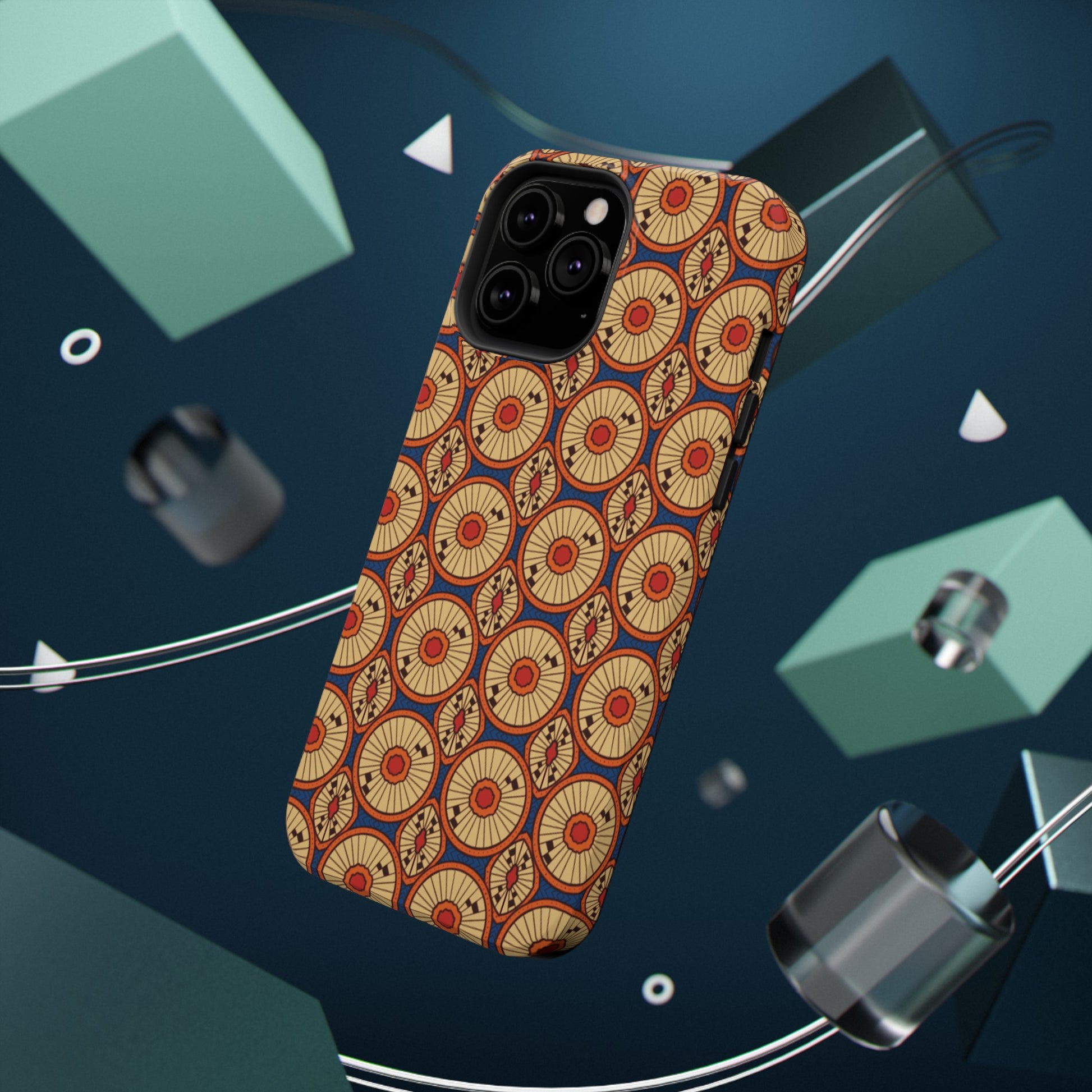 African Ankara Print Impact-Resistant Phone Case - Circles - Pounded Yam Productions