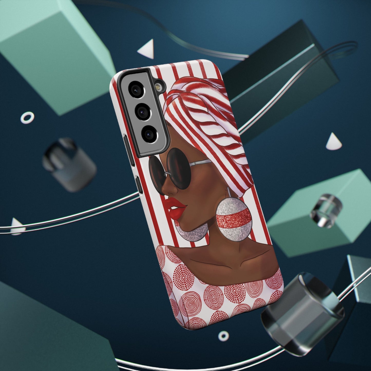 Red Stripes African Illustrated Phone Impact-Resistant Case