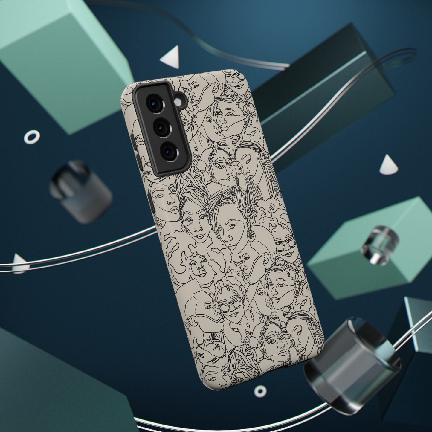 Black Women Line Art Impact-Resistant Phone Case