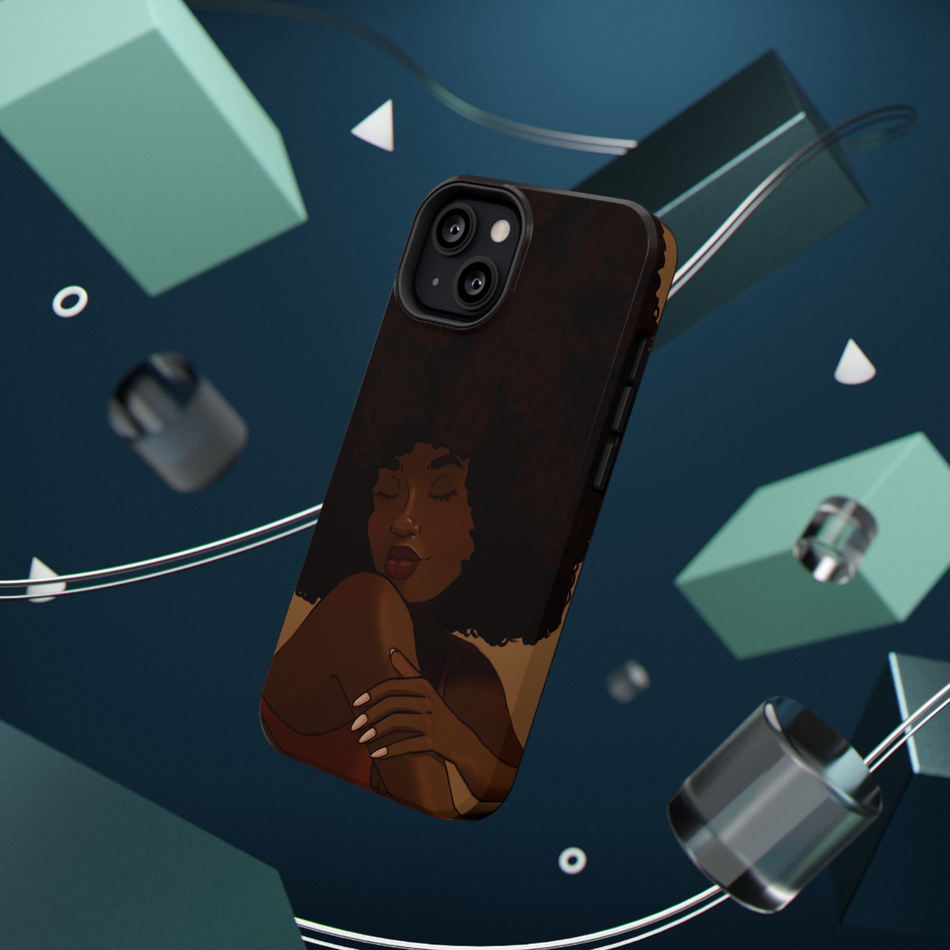 Black Girl Afro Illustrated Impact-Resistant Phone Case - Pounded Yam Productions