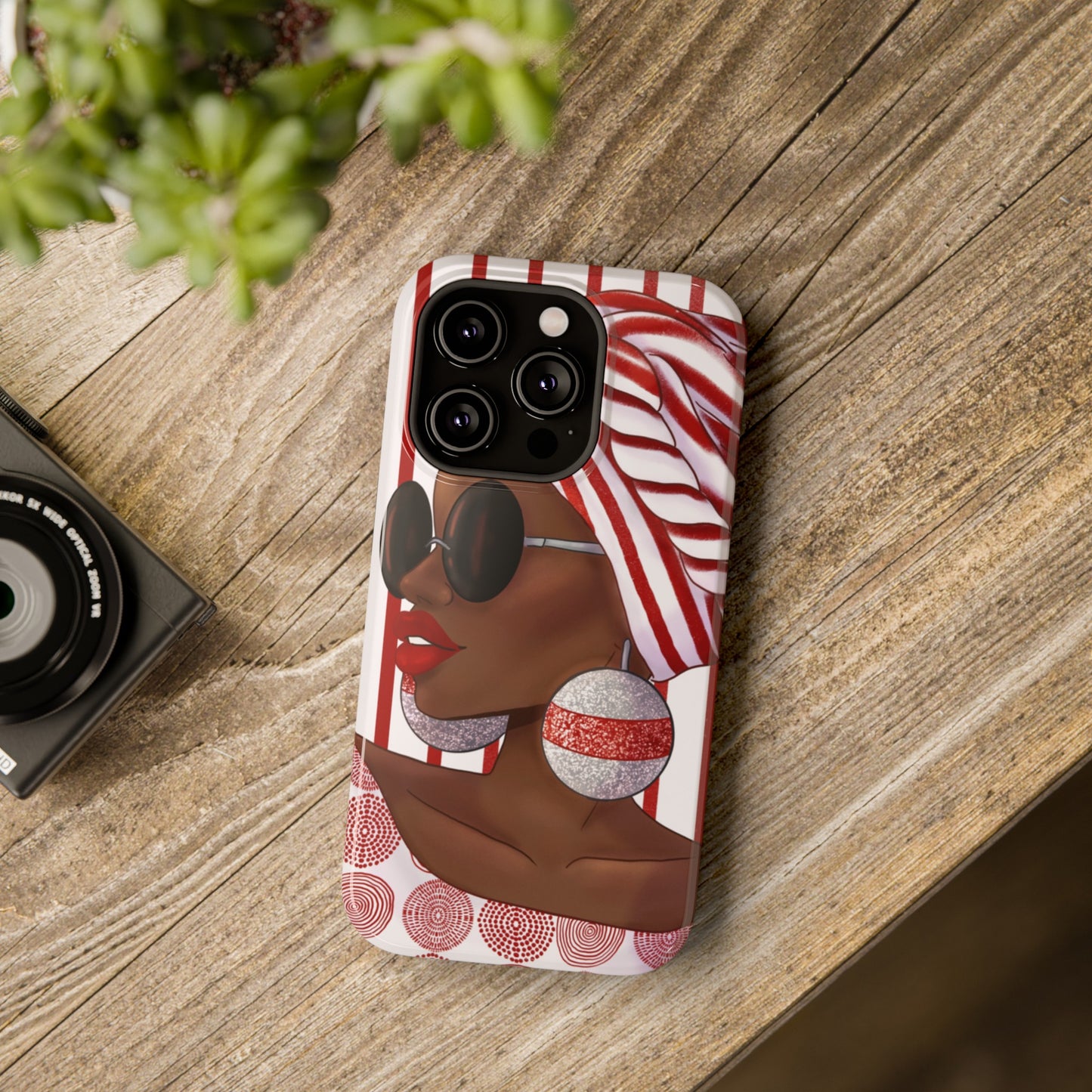 Red Stripes African Illustrated Phone Impact-Resistant Case