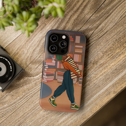 Black Girl Book Stacks Illustrated Impact-Resistant Phone Case 2 - Pounded Yam Productions