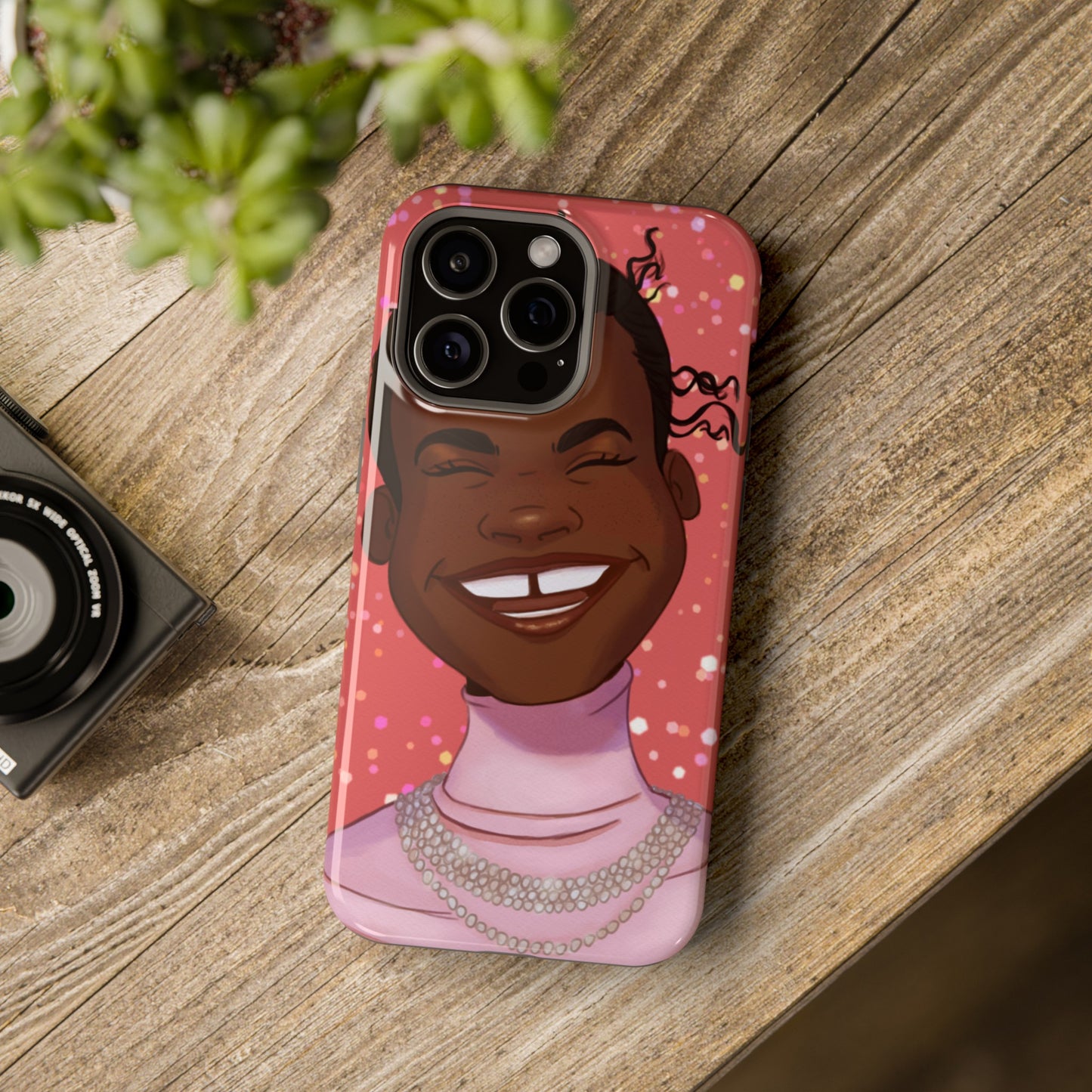 Happy Confetti Smiling Black Girl Illustrated Impact-Resistant Phone Case