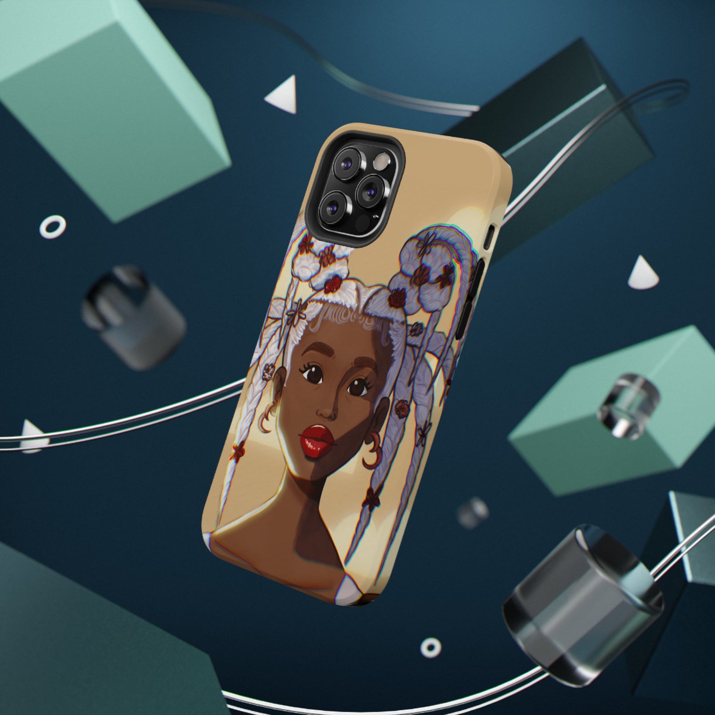 Dreamy Black Girl Illustrated Impact-Resistant Phone Case