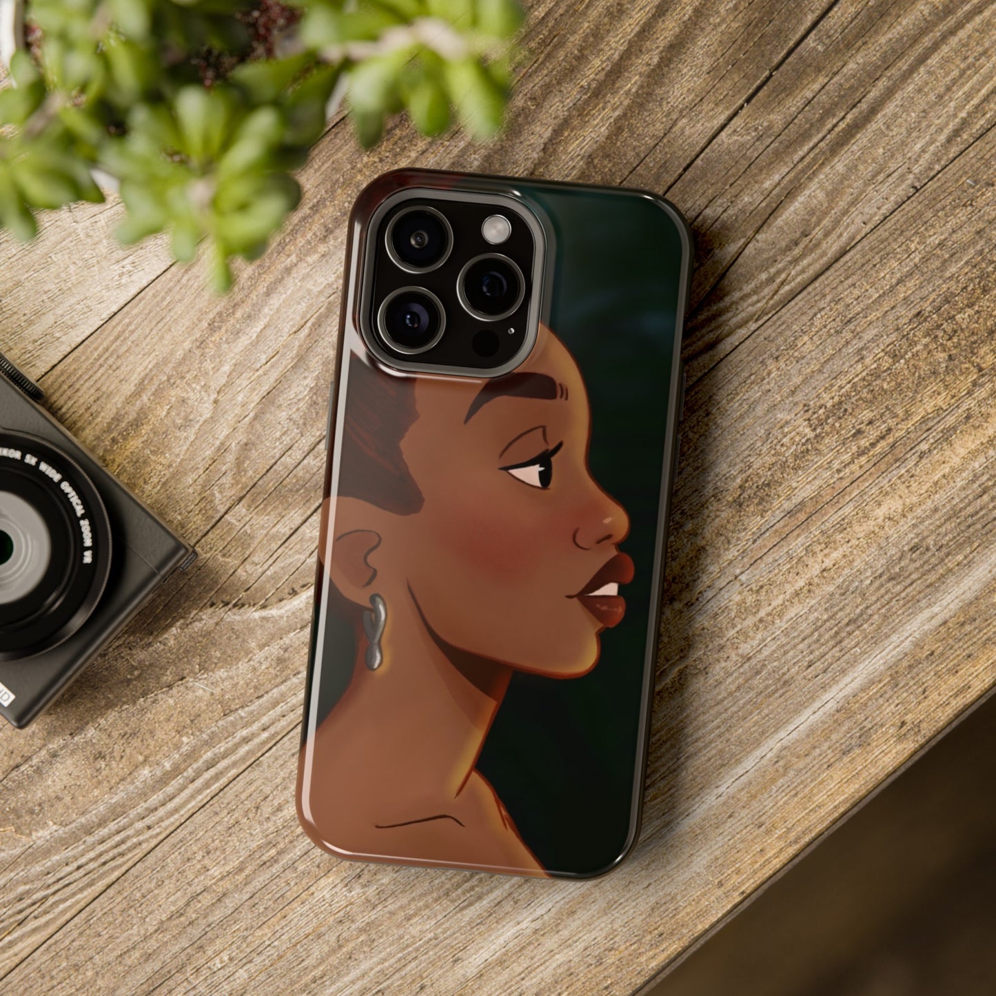 Afro Puff Illustrated Impact-Resistant Phone Case for Black Girls