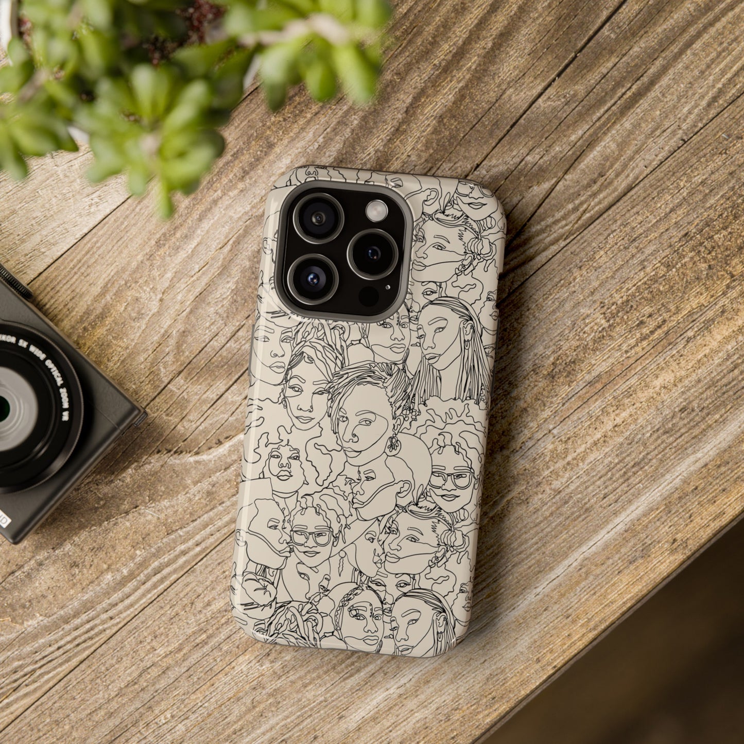 Black Women Line Art Impact-Resistant Phone Case