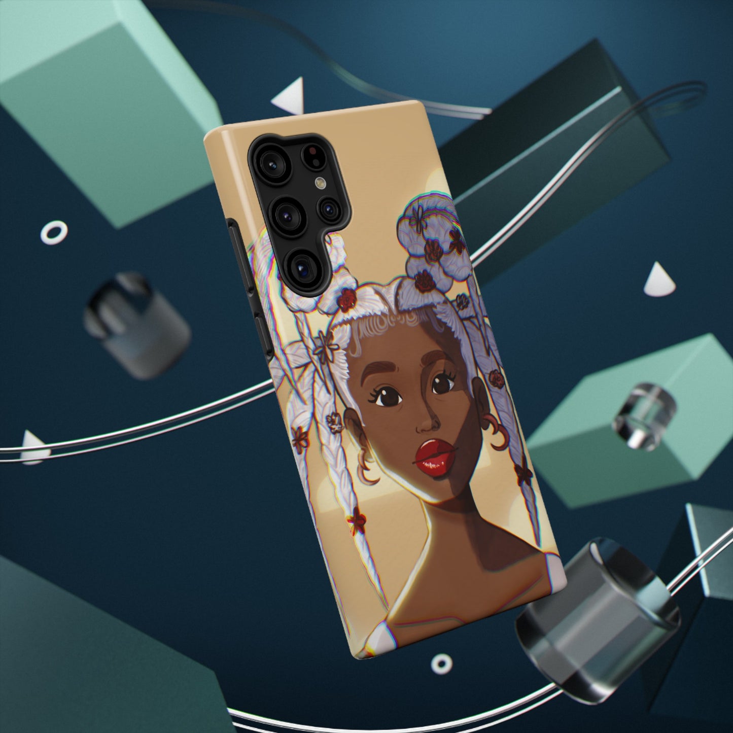 Dreamy Black Girl Illustrated Impact-Resistant Phone Case