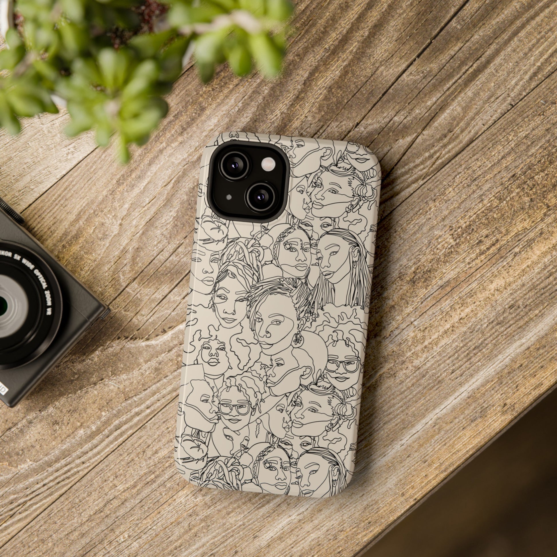 Black Women Line Art Impact-Resistant Phone Case - Pounded Yam Productions