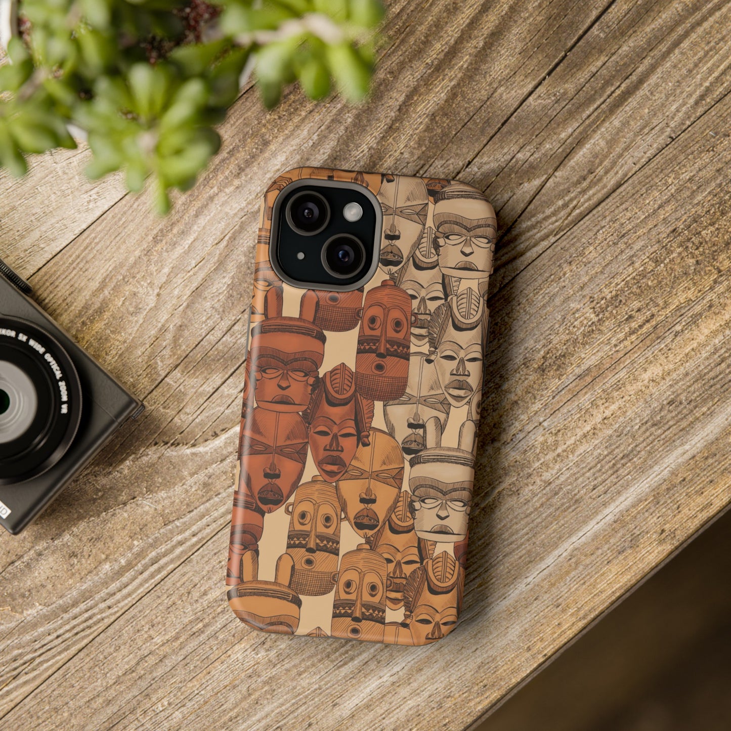 African Masks Print Impact-Resistant Phone Case