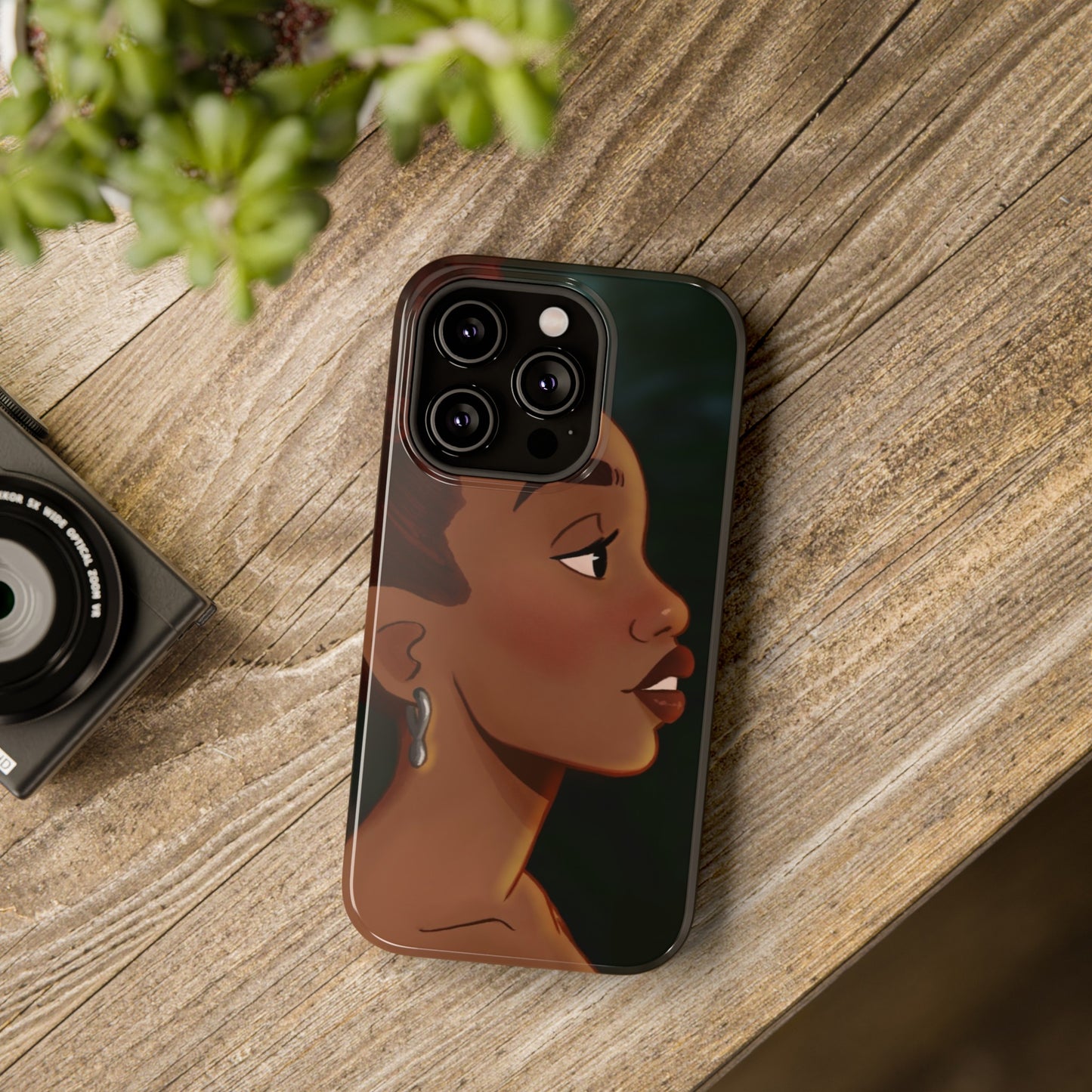 Afro Puff Illustrated Impact-Resistant Phone Case for Black Girls