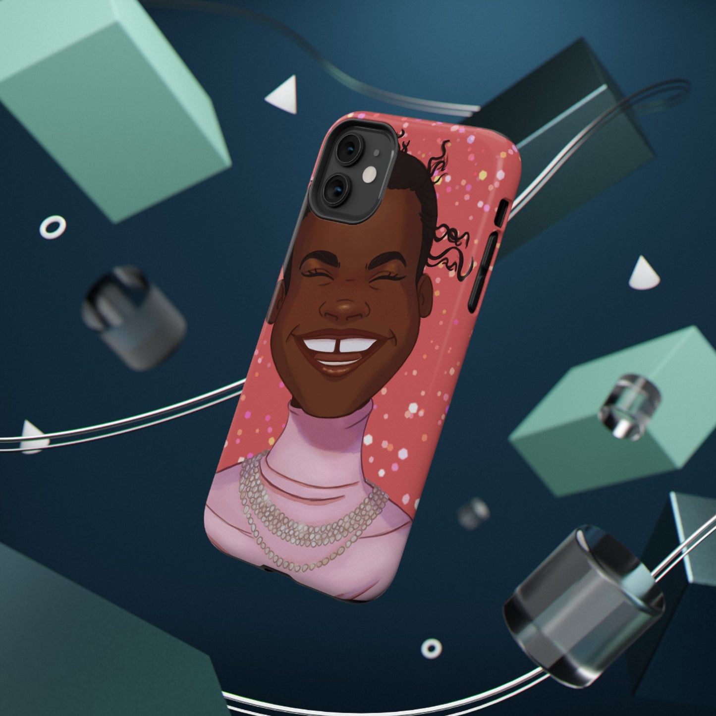 Happy Confetti Smiling Black Girl Illustrated Impact-Resistant Phone Case