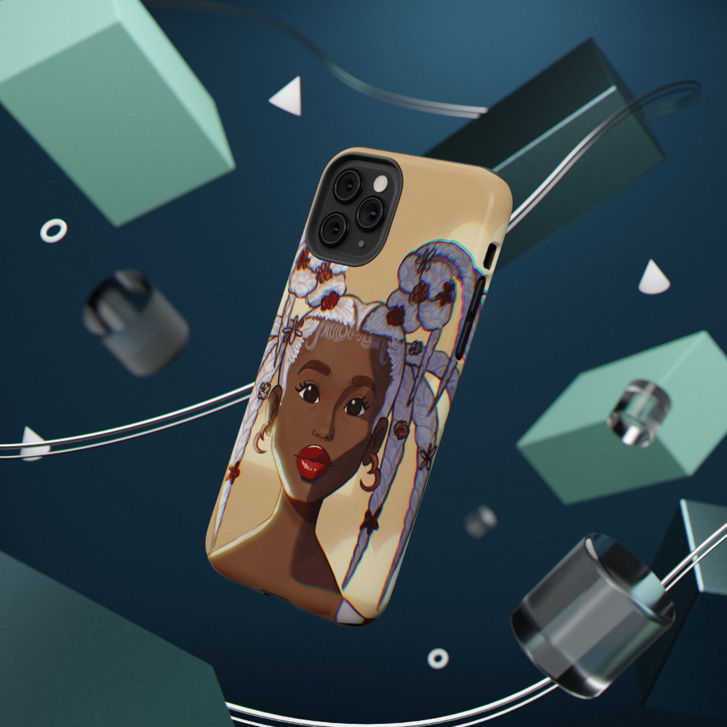 Dreamy Black Girl Illustrated Impact-Resistant Phone Case