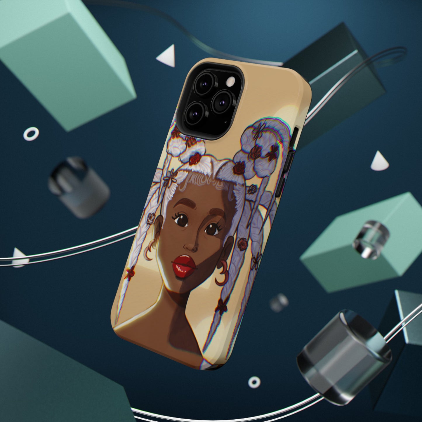 Dreamy Black Girl Illustrated Impact-Resistant Phone Case