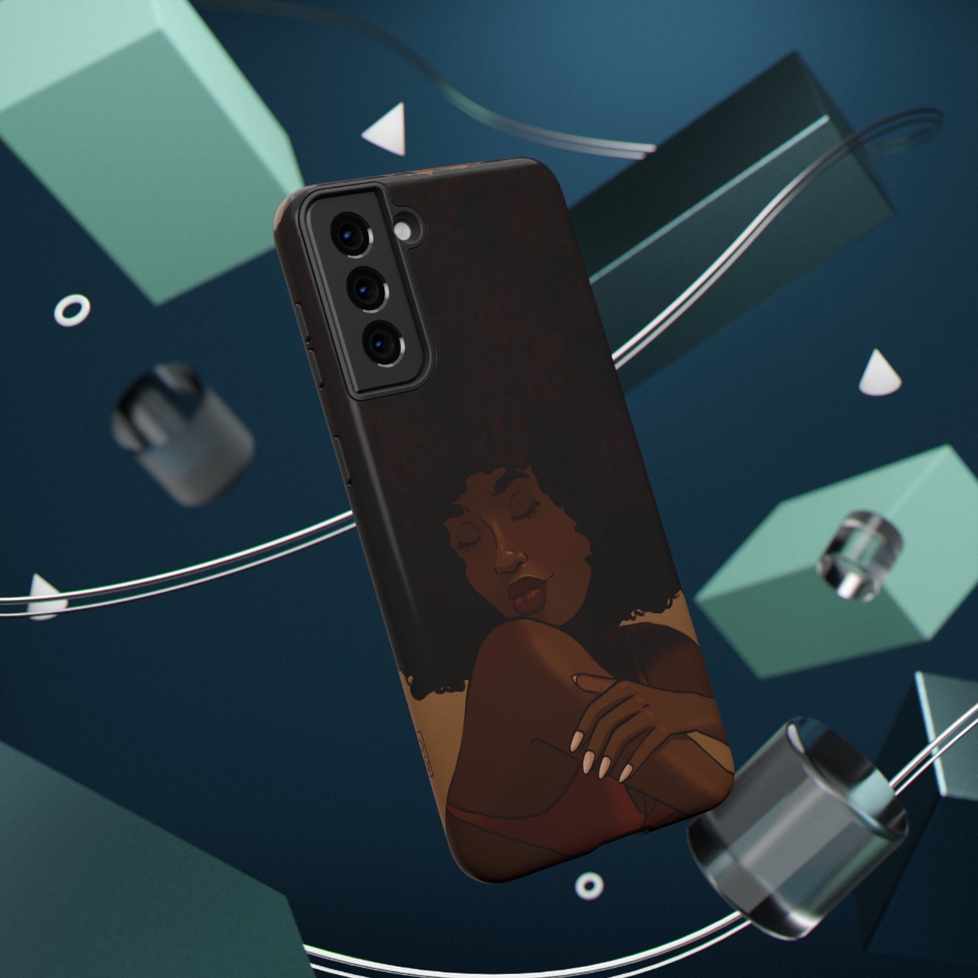 Black Girl Afro Illustrated Impact-Resistant Phone Case - Pounded Yam Productions