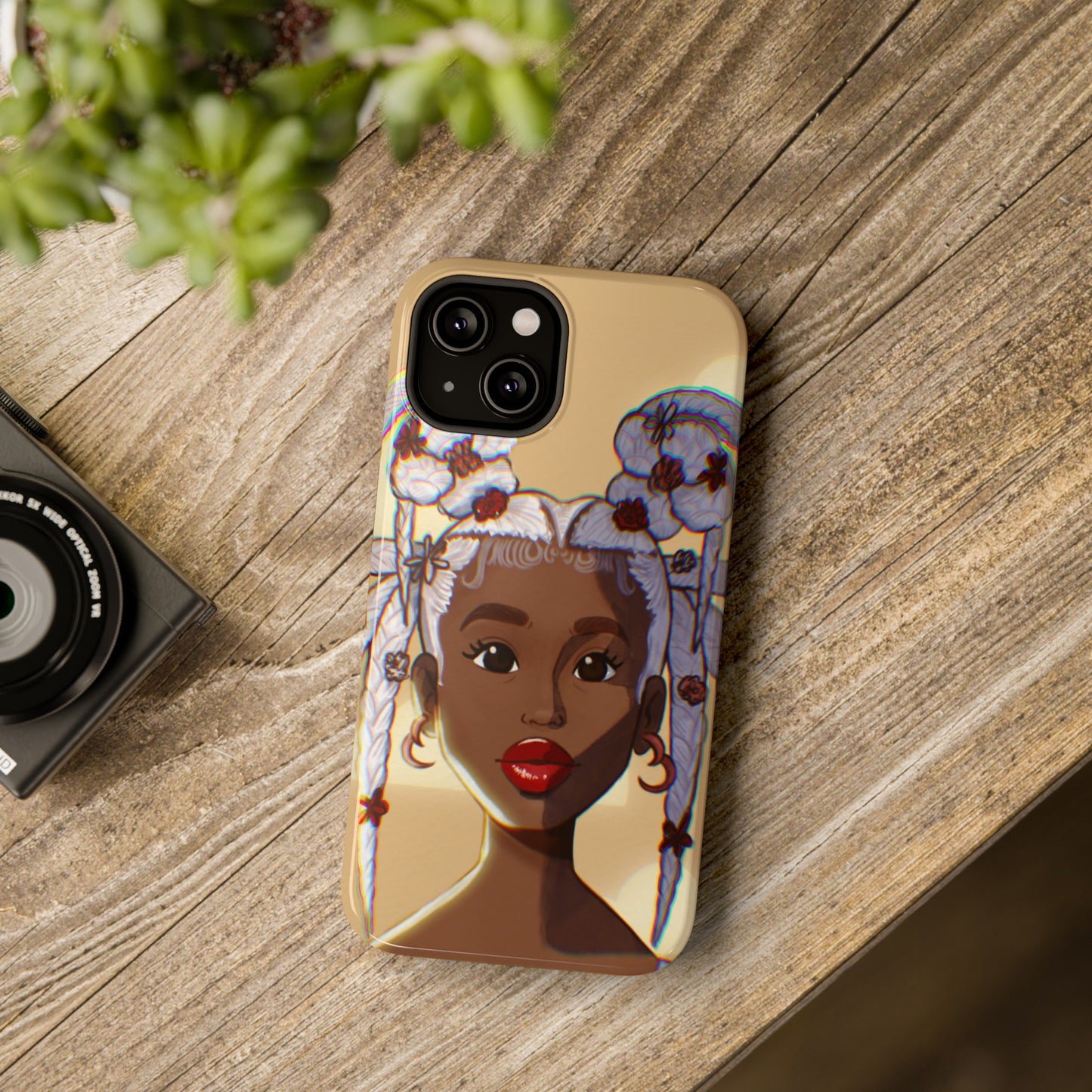 Dreamy Black Girl Illustrated Impact-Resistant Phone Case