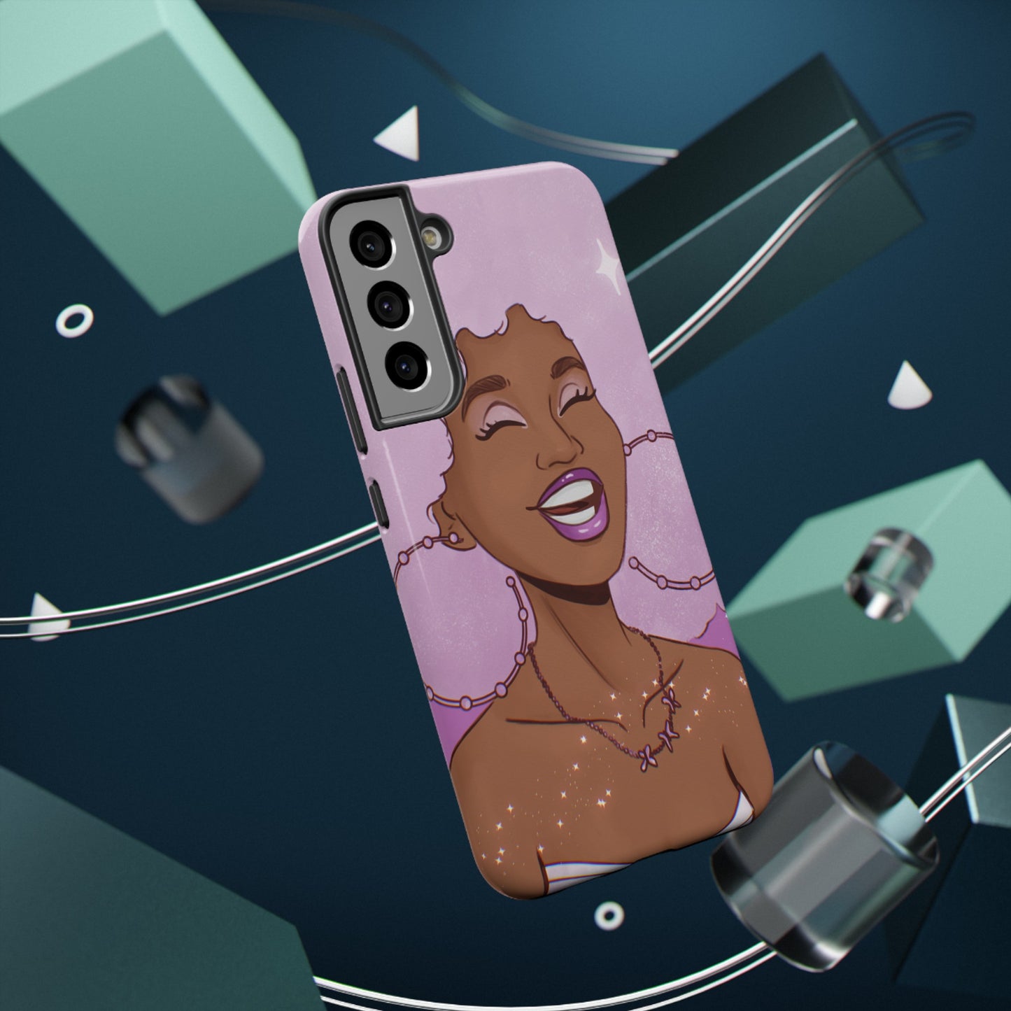 Purple Afro Illustrated Impact-Resistant Phone Case