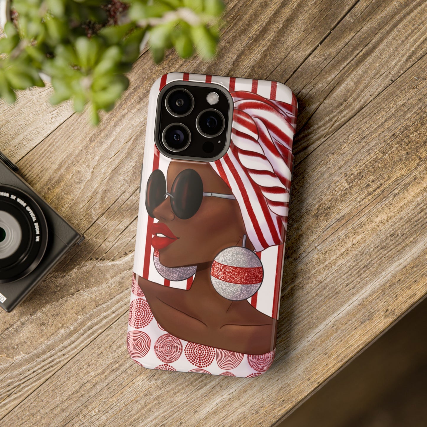 Red Stripes African Illustrated Phone Impact-Resistant Case