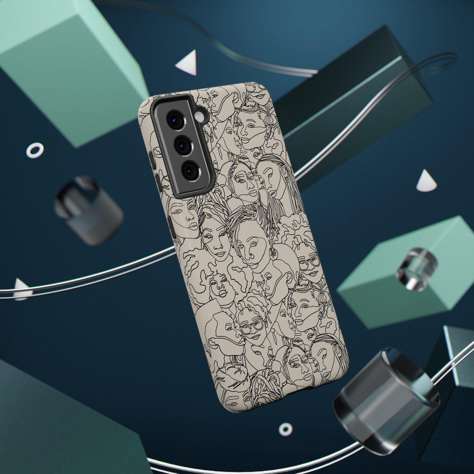 Black Women Line Art Impact-Resistant Phone Case - Pounded Yam Productions