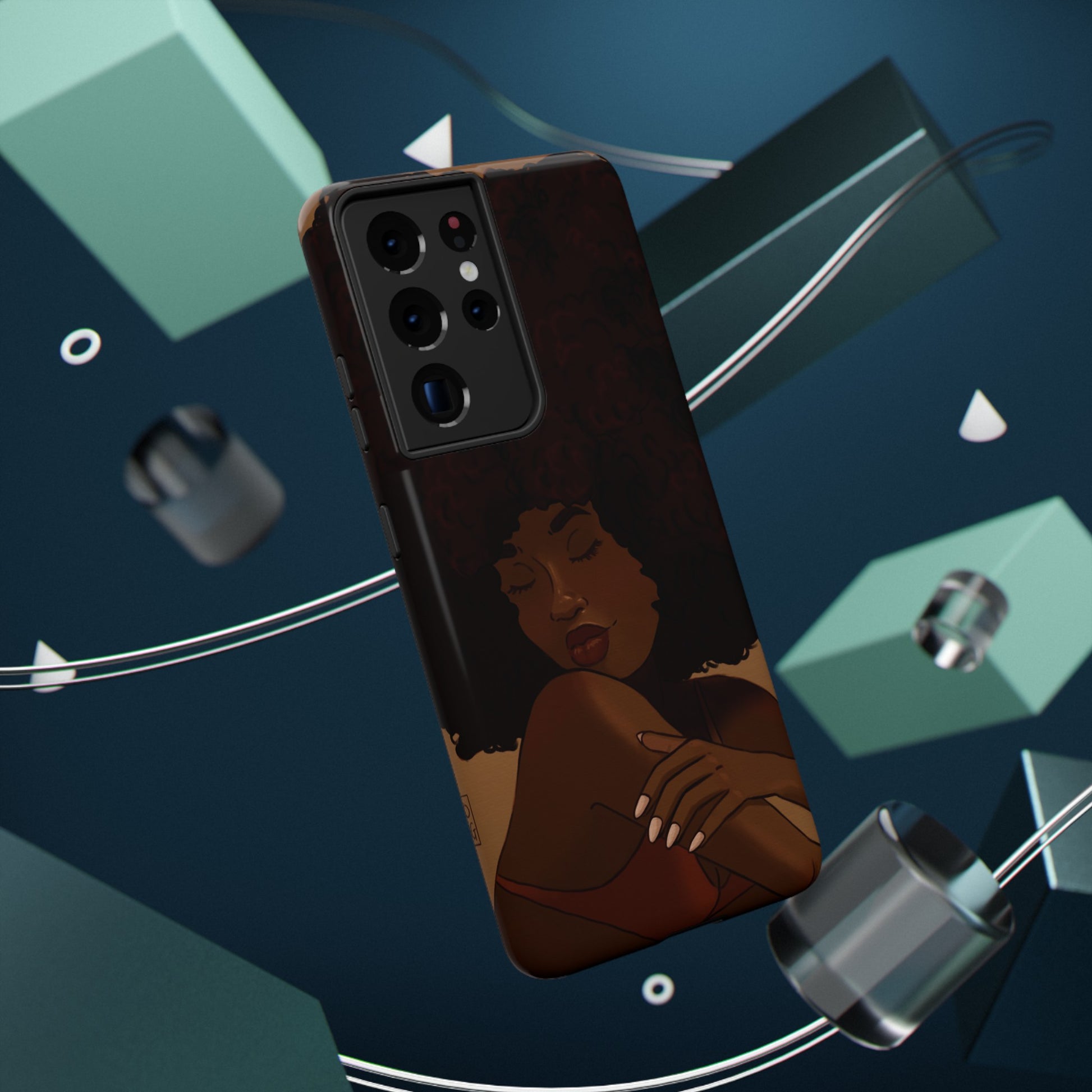 Black Girl Afro Illustrated Impact-Resistant Phone Case - Pounded Yam Productions