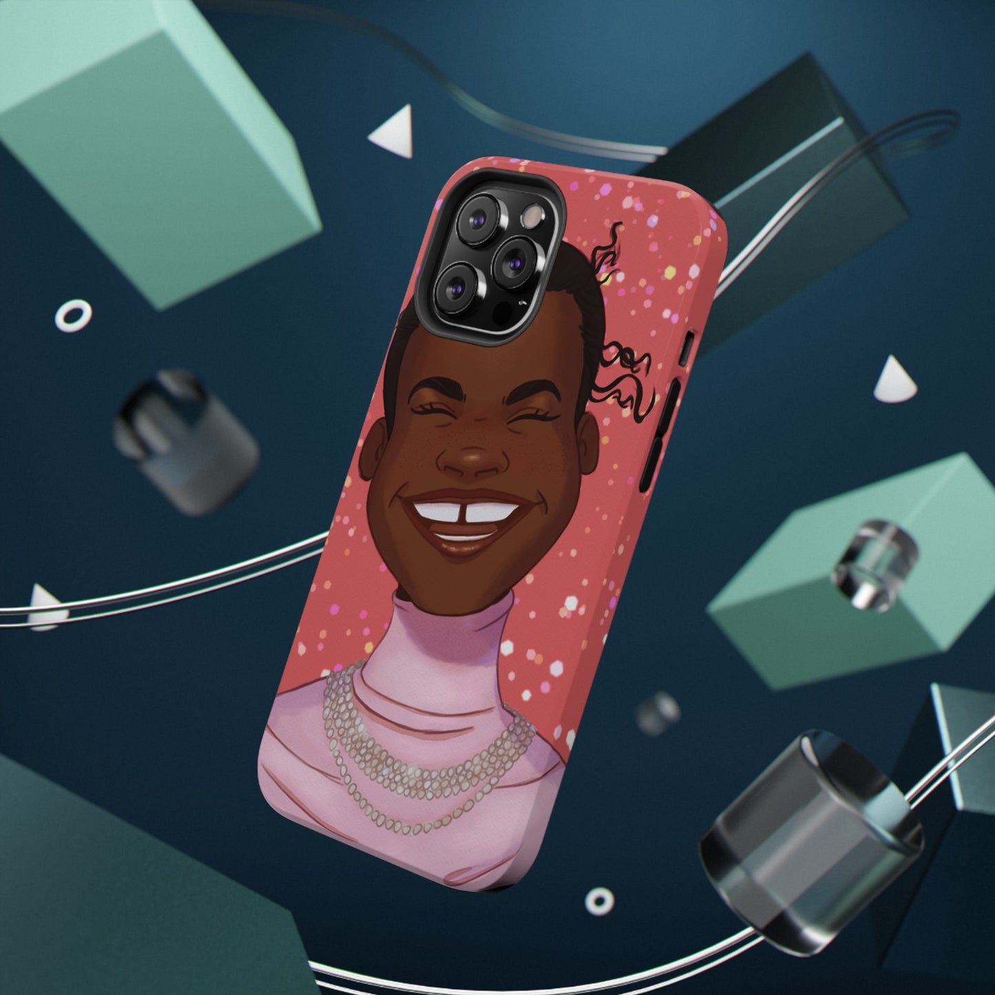 Happy Confetti Smiling Black Girl Illustrated Impact-Resistant Phone Case