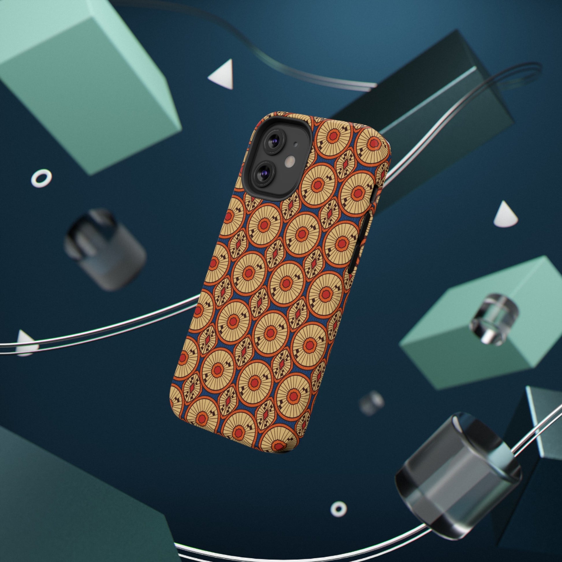African Ankara Print Impact-Resistant Phone Case - Circles - Pounded Yam Productions