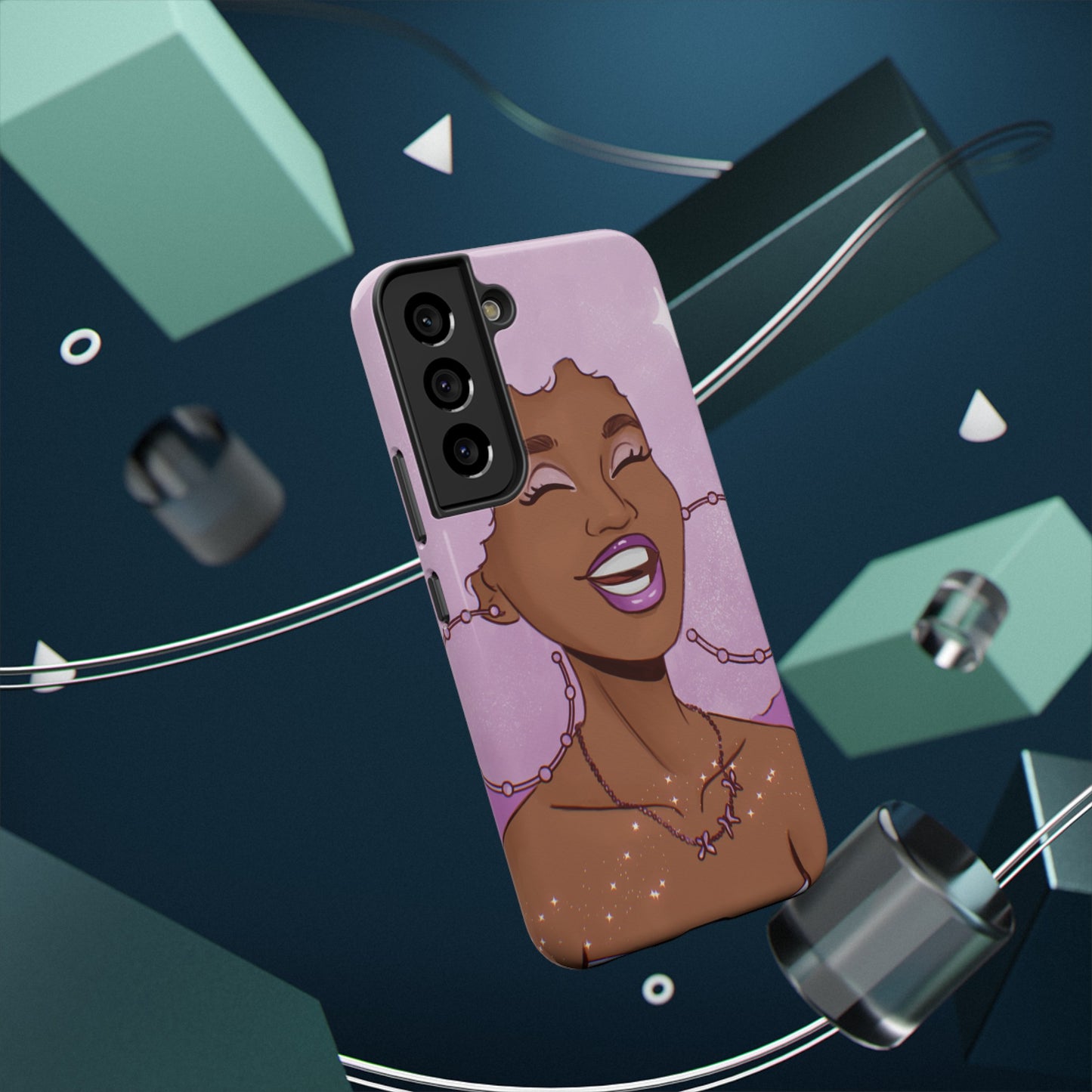 Purple Afro Illustrated Impact-Resistant Phone Case