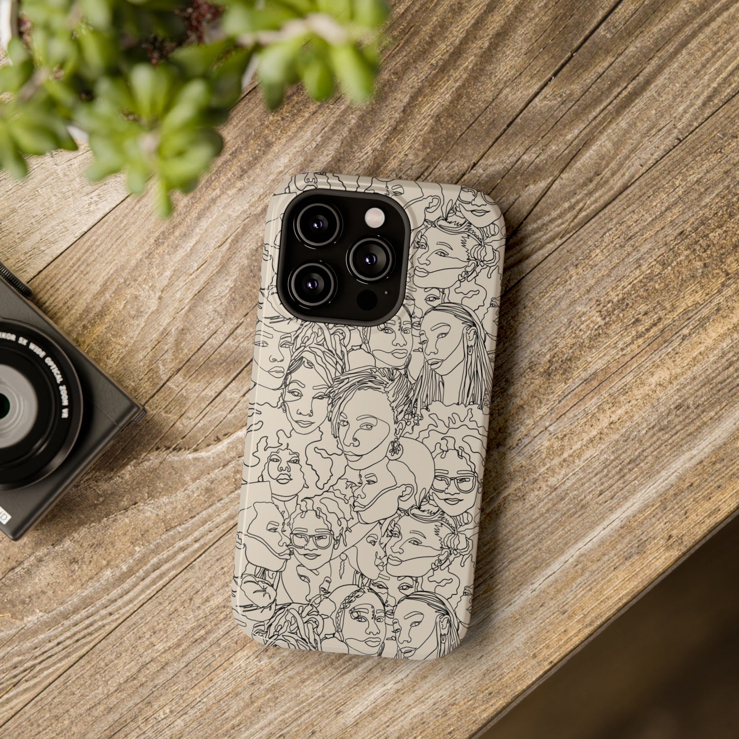 Black Women Line Art Impact-Resistant Phone Case