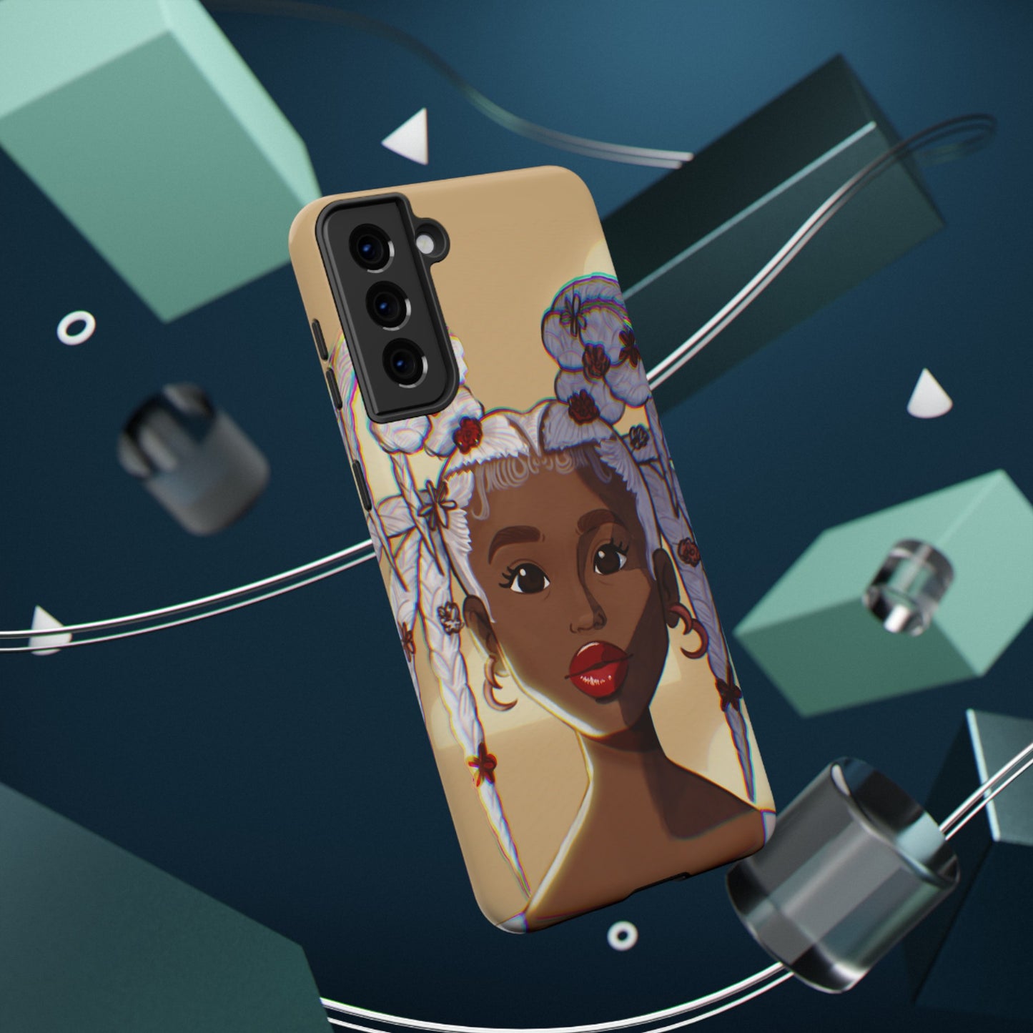 Dreamy Black Girl Illustrated Impact-Resistant Phone Case