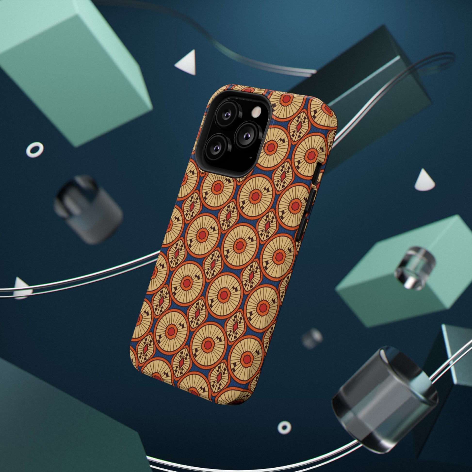 African Ankara Print Impact-Resistant Phone Case - Circles - Pounded Yam Productions
