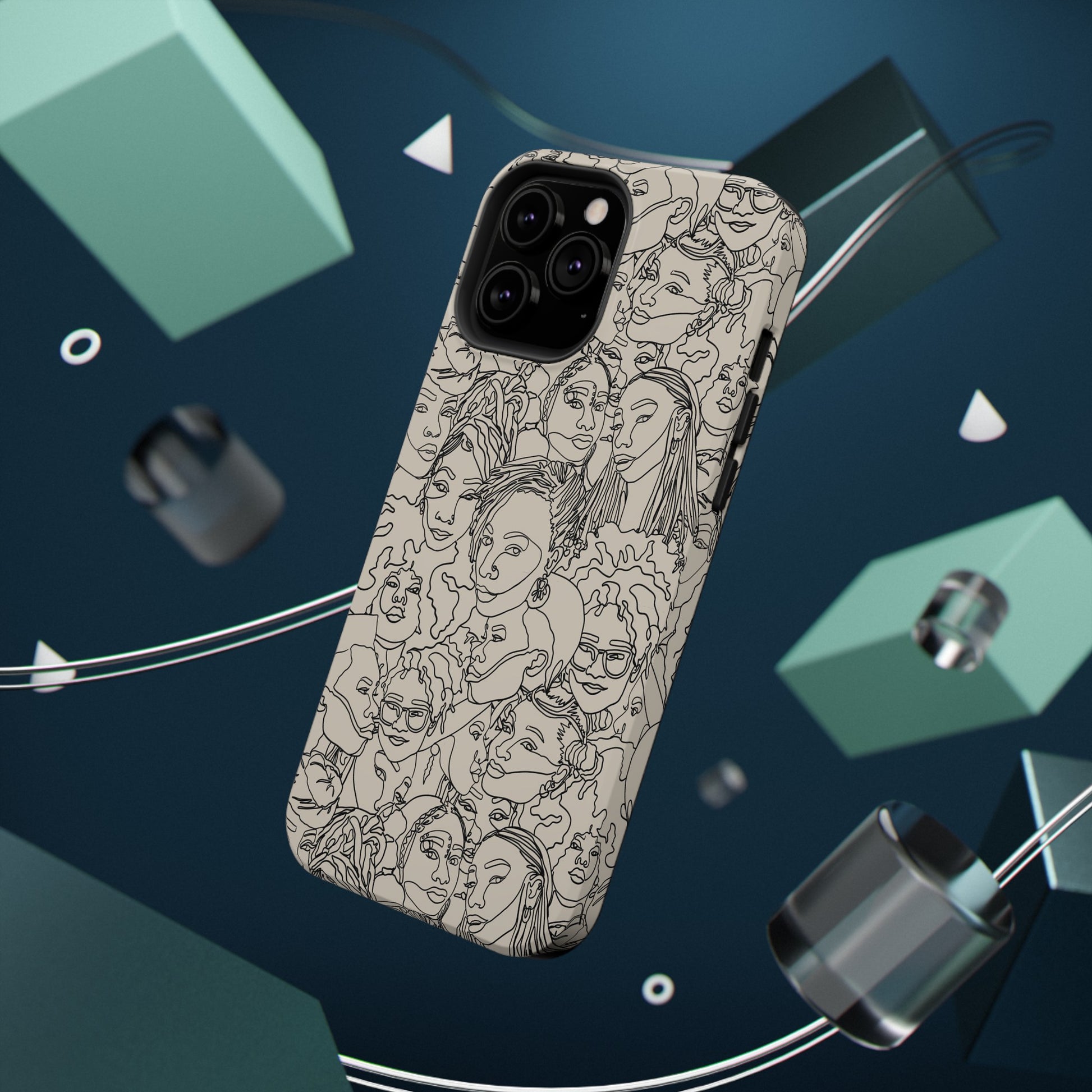 Black Women Line Art Impact-Resistant Phone Case - Pounded Yam Productions