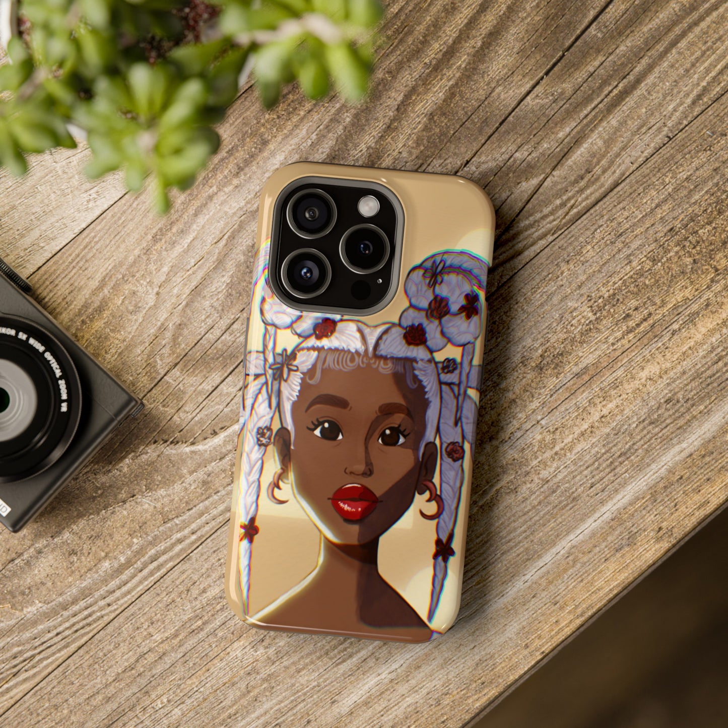 Dreamy Black Girl Illustrated Impact-Resistant Phone Case