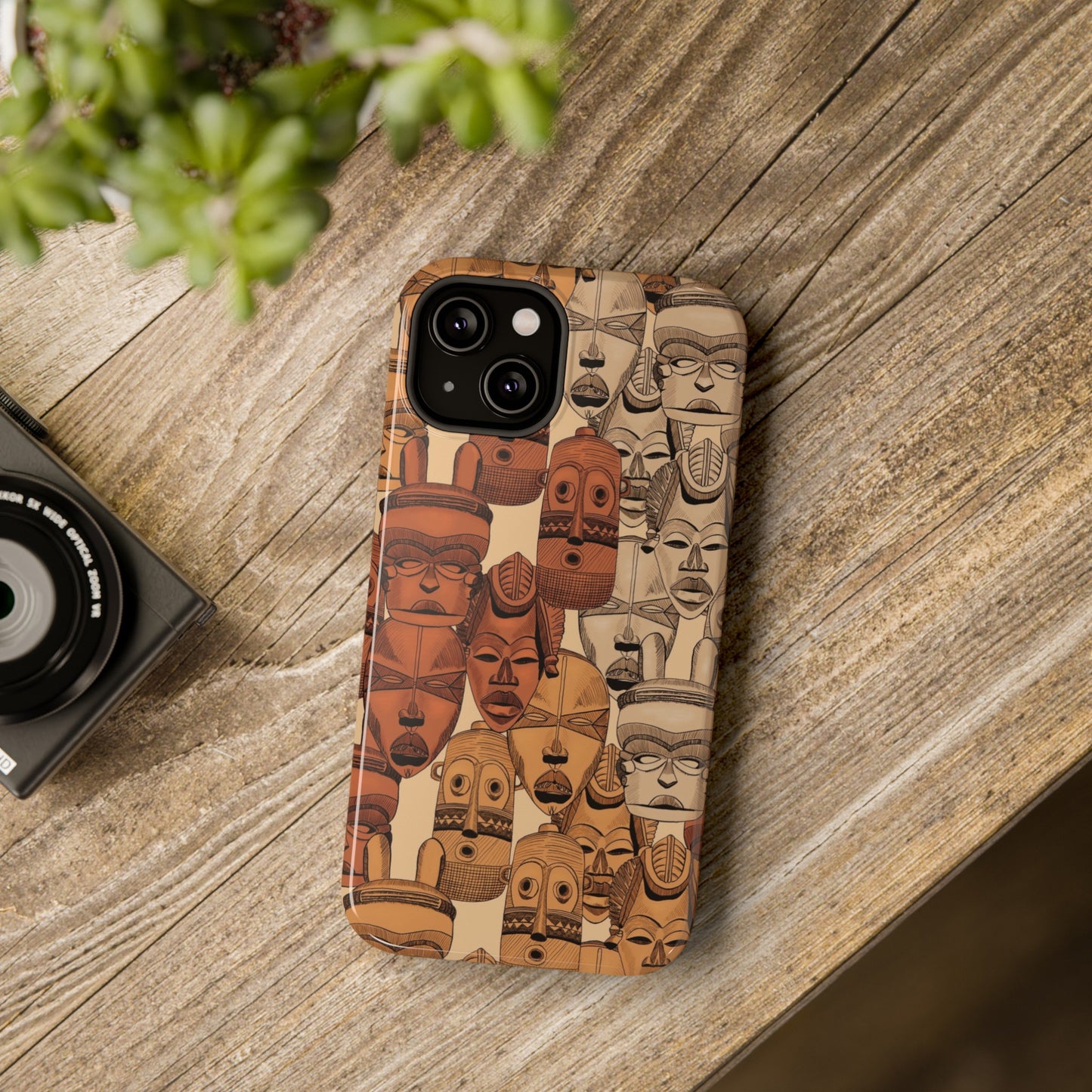 African Masks Print Impact-Resistant Phone Case