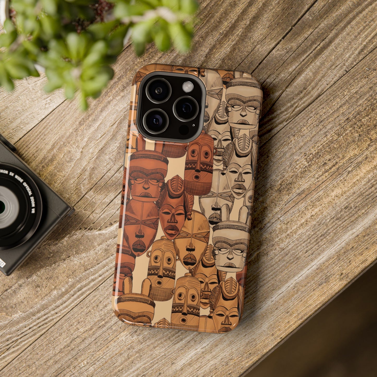 African Masks Print Impact-Resistant Phone Case