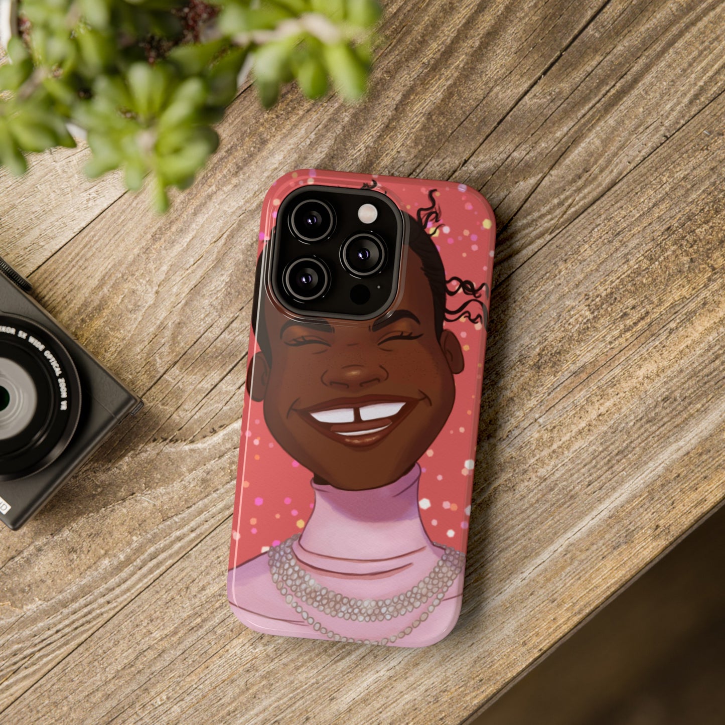 Happy Confetti Smiling Black Girl Illustrated Impact-Resistant Phone Case