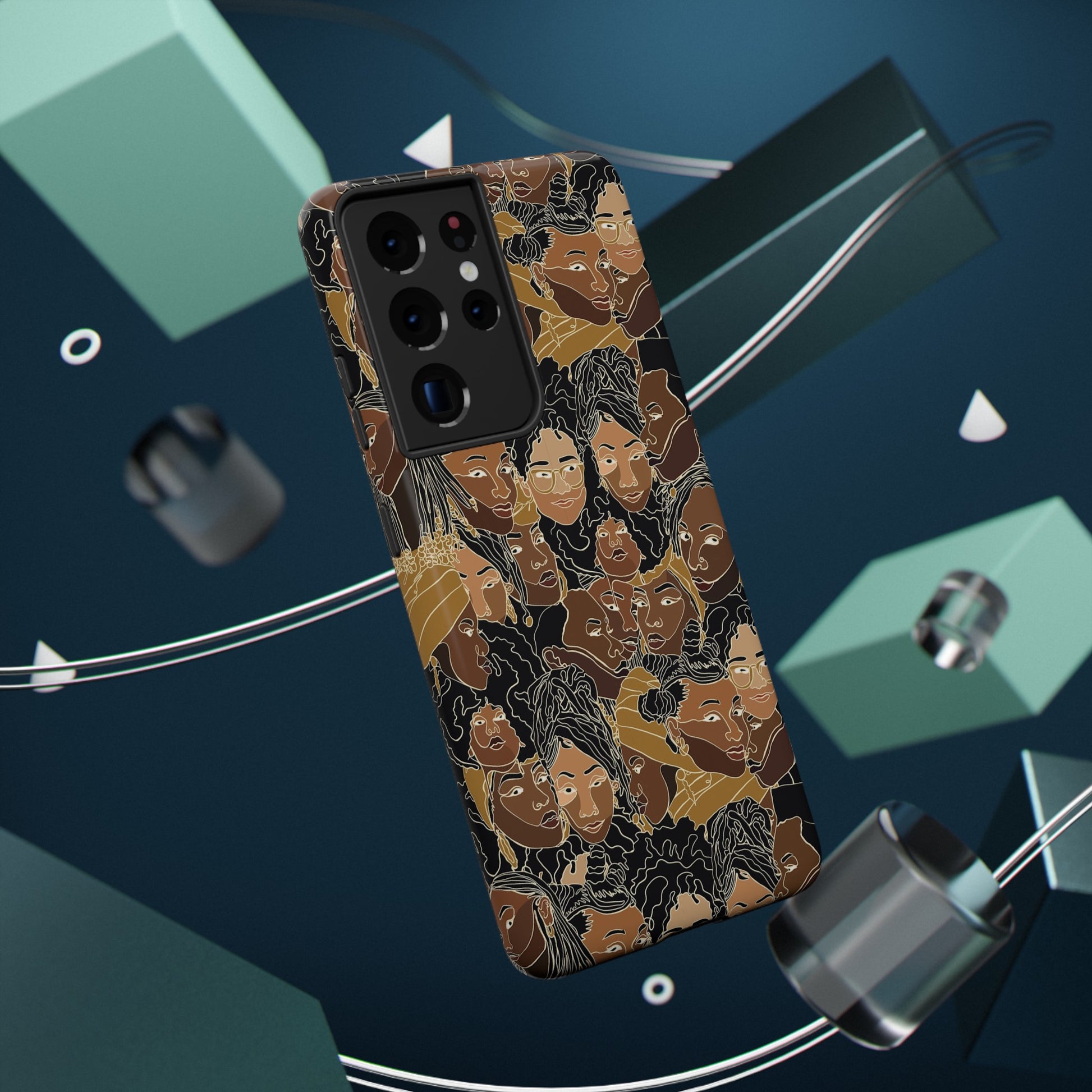 Black Women Line Art Colored Impact-Resistant Phone Case - Pounded Yam Productions