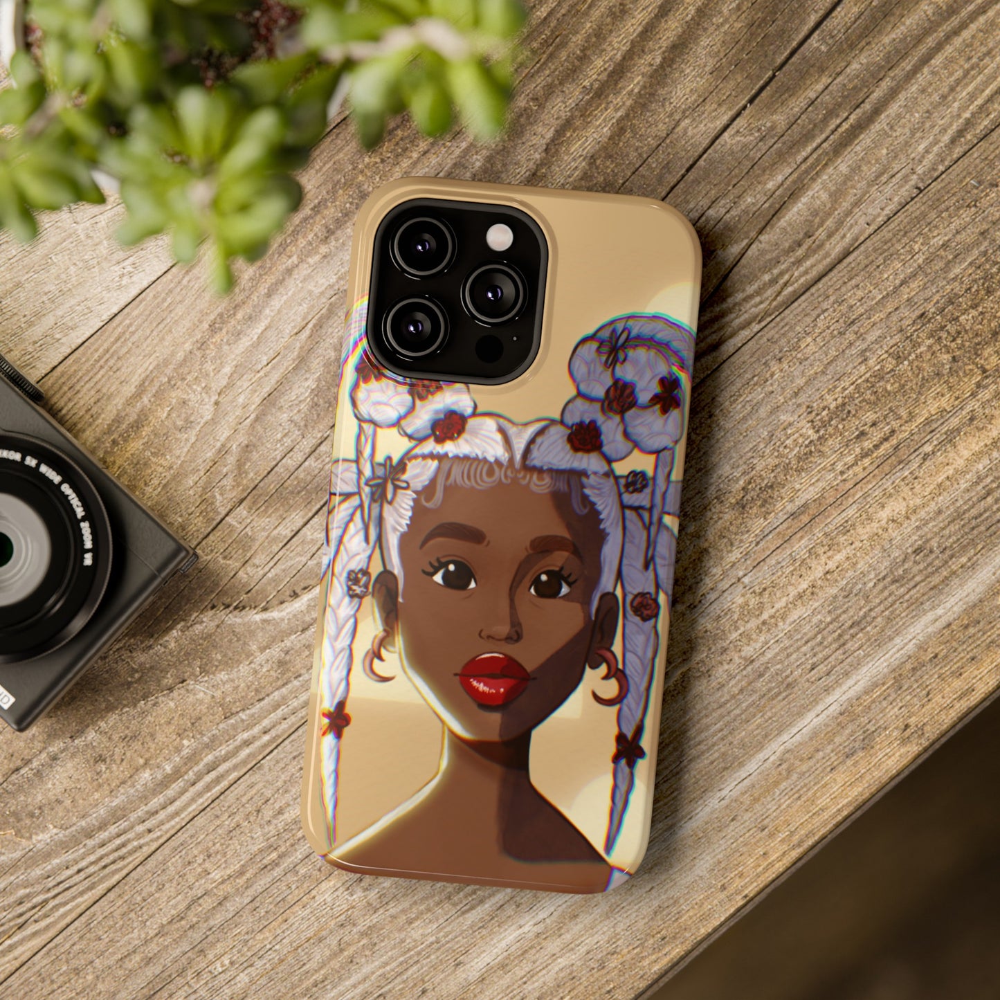 Dreamy Black Girl Illustrated Impact-Resistant Phone Case