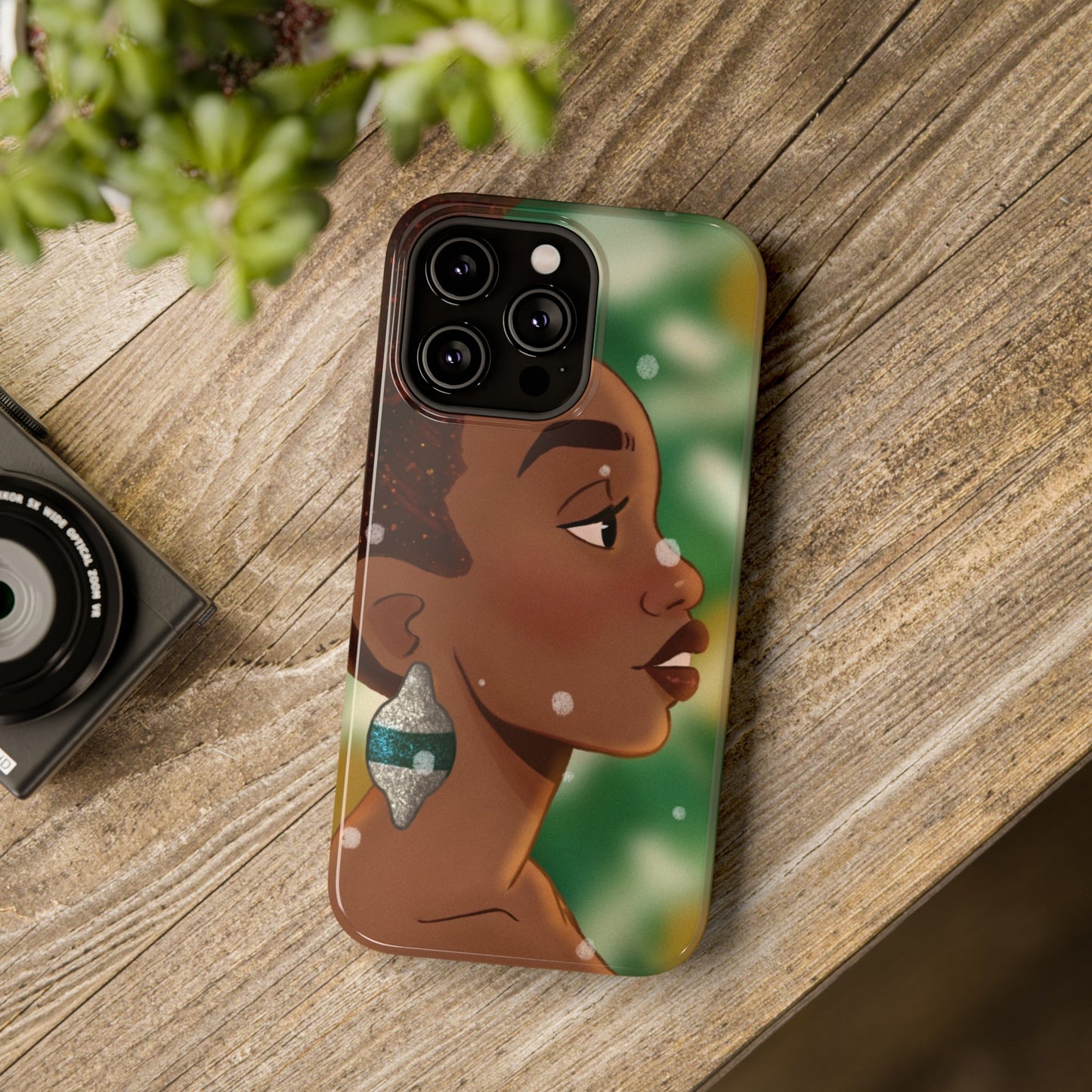 Afro Puff Winter Black Girl Impact-Resistant Phone Case