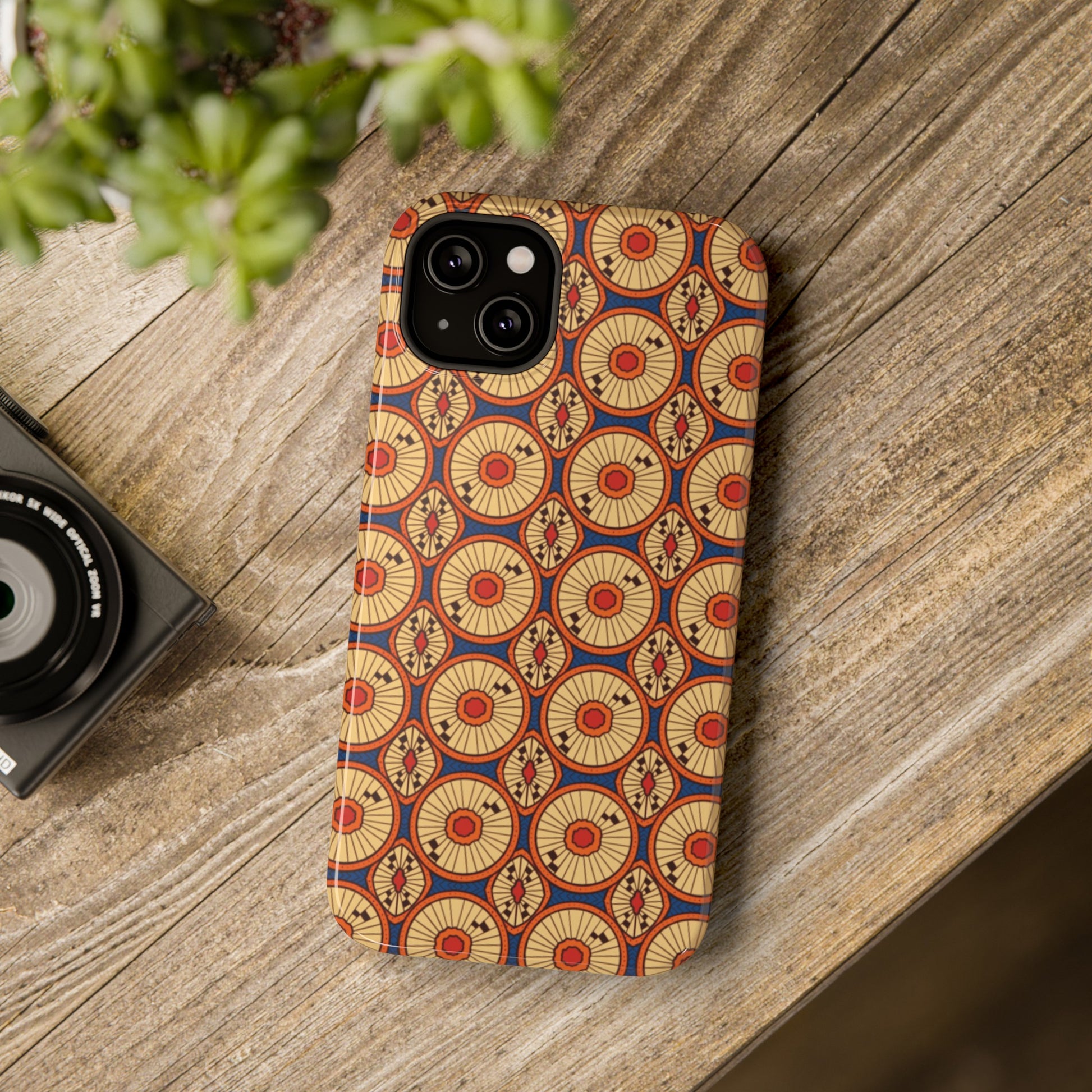 African Ankara Print Impact-Resistant Phone Case - Circles - Pounded Yam Productions