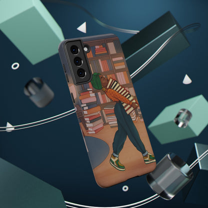 Black Girl Book Stacks Illustrated Impact-Resistant Phone Case 2 - Pounded Yam Productions