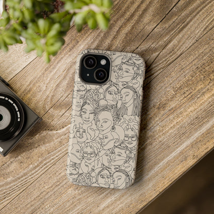 Black Women Line Art Impact-Resistant Phone Case - Pounded Yam Productions