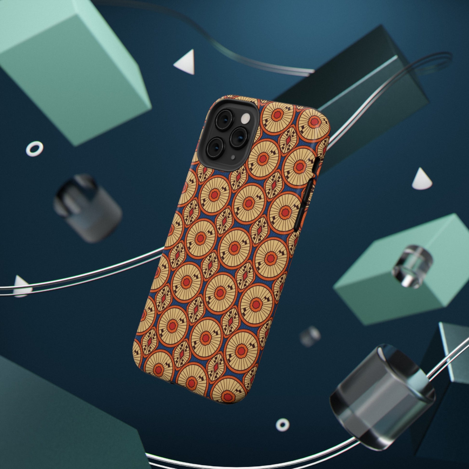 African Ankara Print Impact-Resistant Phone Case - Circles - Pounded Yam Productions